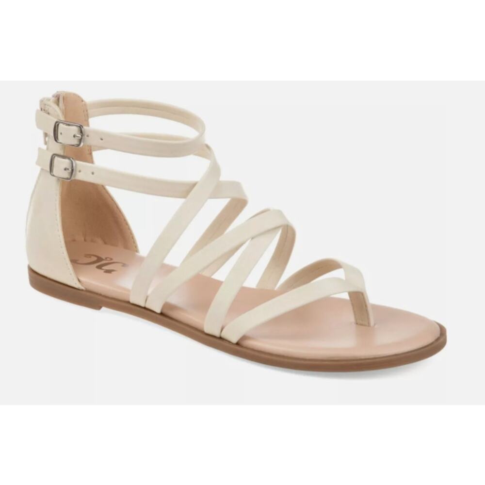 JOURNEE COLLECTION WOMENS SIZE 9.5 M ZAILIE STRAPPY GLADIATOR FLAT IVORY